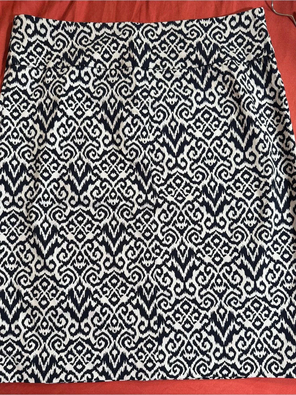 Margaret M Women's Navy and White Patterned A-Line Skirt